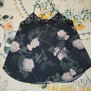 Apricot Black and Blue Lace Detail Cami Top Size 8